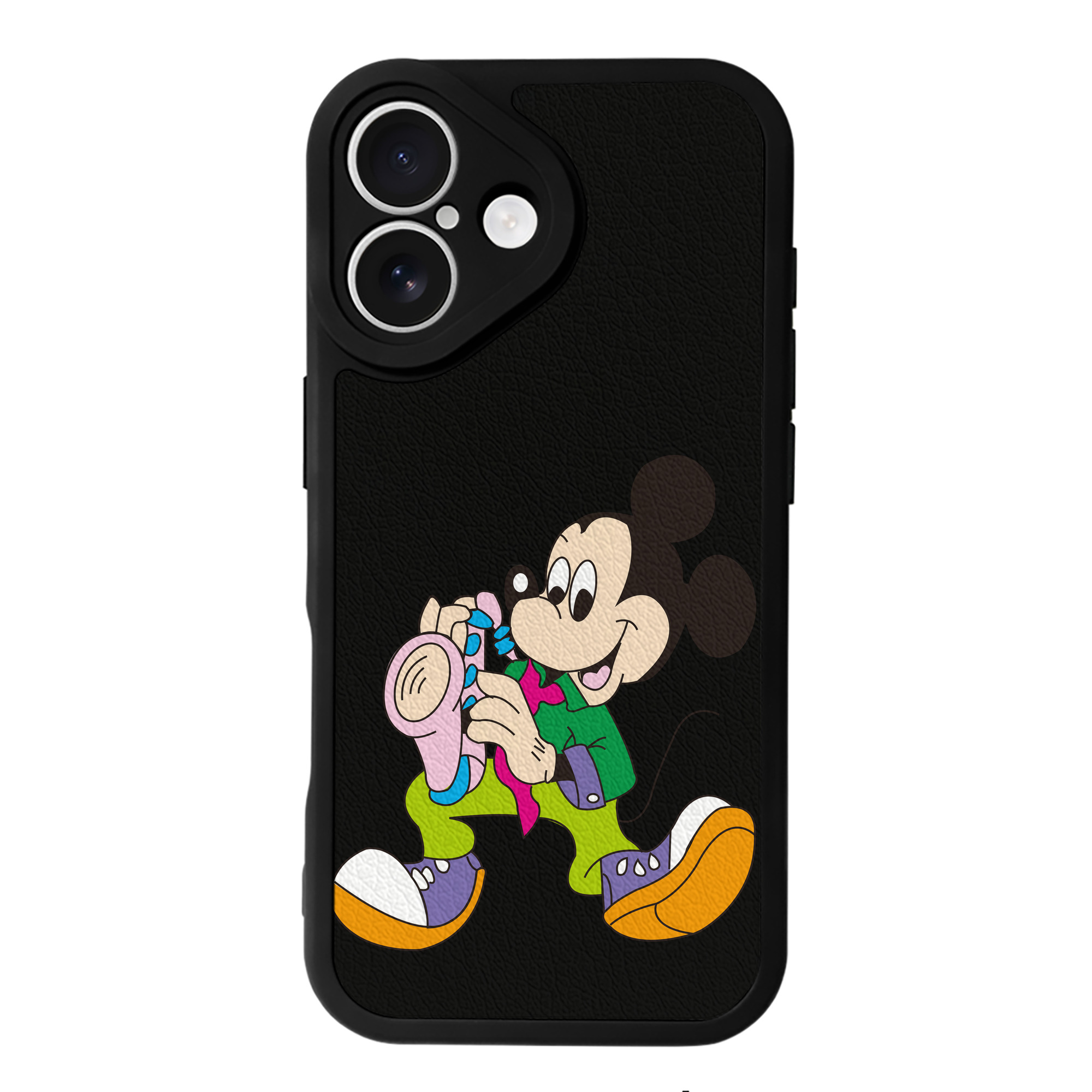 （画像用） ミッキーマウス Mickey Mouse 【iPhone 16シリーズ対応】シリコンスマホケース（レザー調） 材質：シリコン